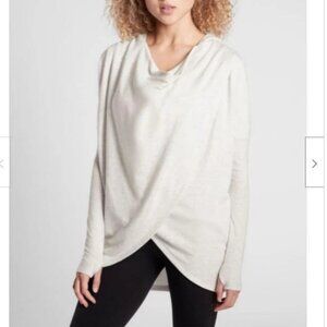 Athleta Purana Wrap Hoodie Fog Gray Small Soft Knit Sweatshirt